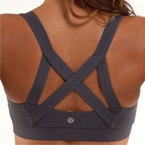 Lululemon Cross My Heart Sports Bra Charcoal Gray